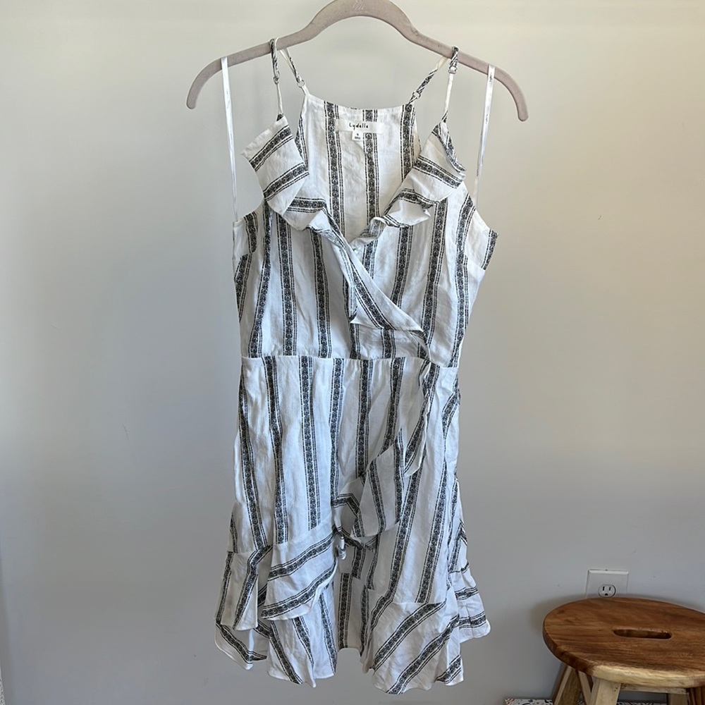 Lydelle black and white ruffle dress